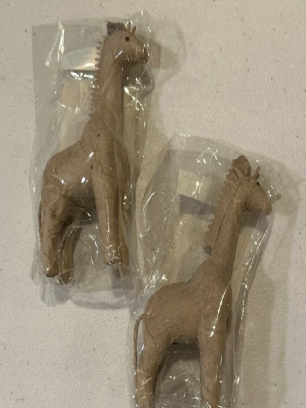 NEW Pair of TWO (2) Michaels Animal Decor Paper Mache Giraffes-5 1/2" tall